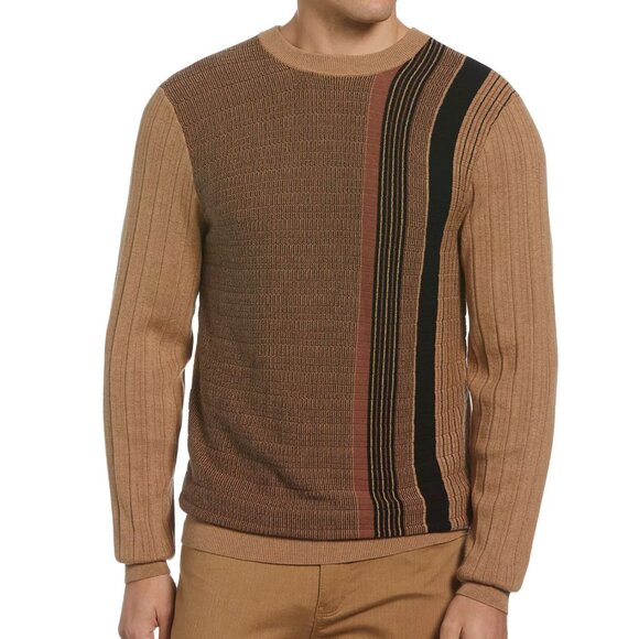 PERRY ELLIS Men's Textured Vertical Stripe Crewneck Sweater. Size XLT - Picture 1 of 6